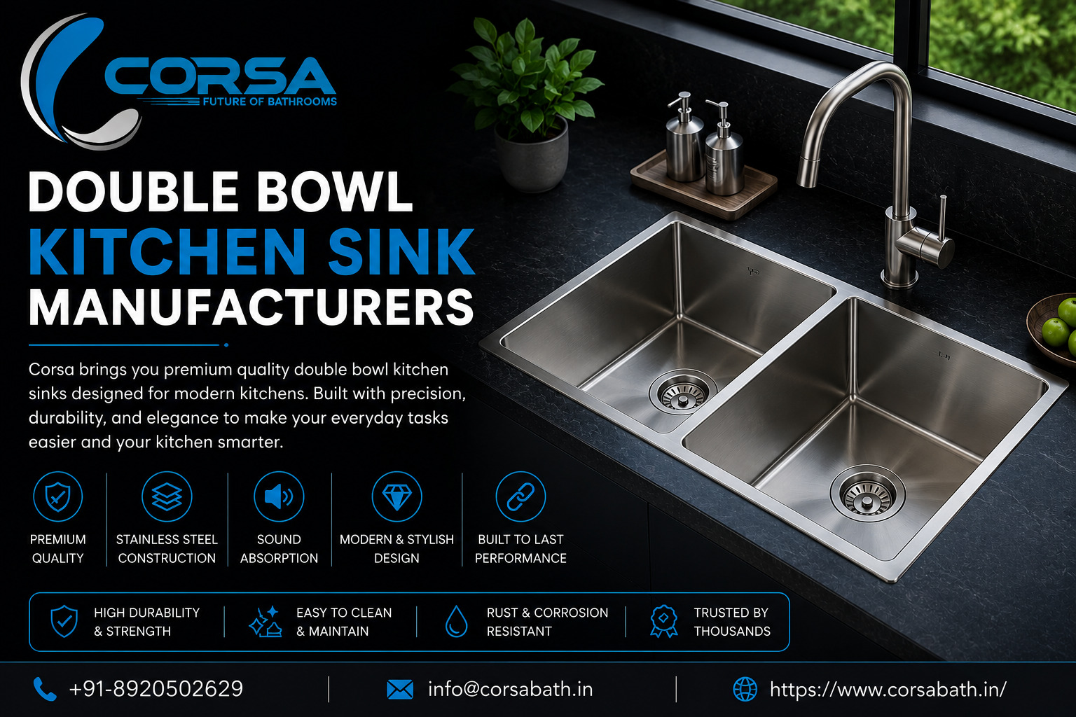 Double Bowl Kitchen Sink Manufacturers in India