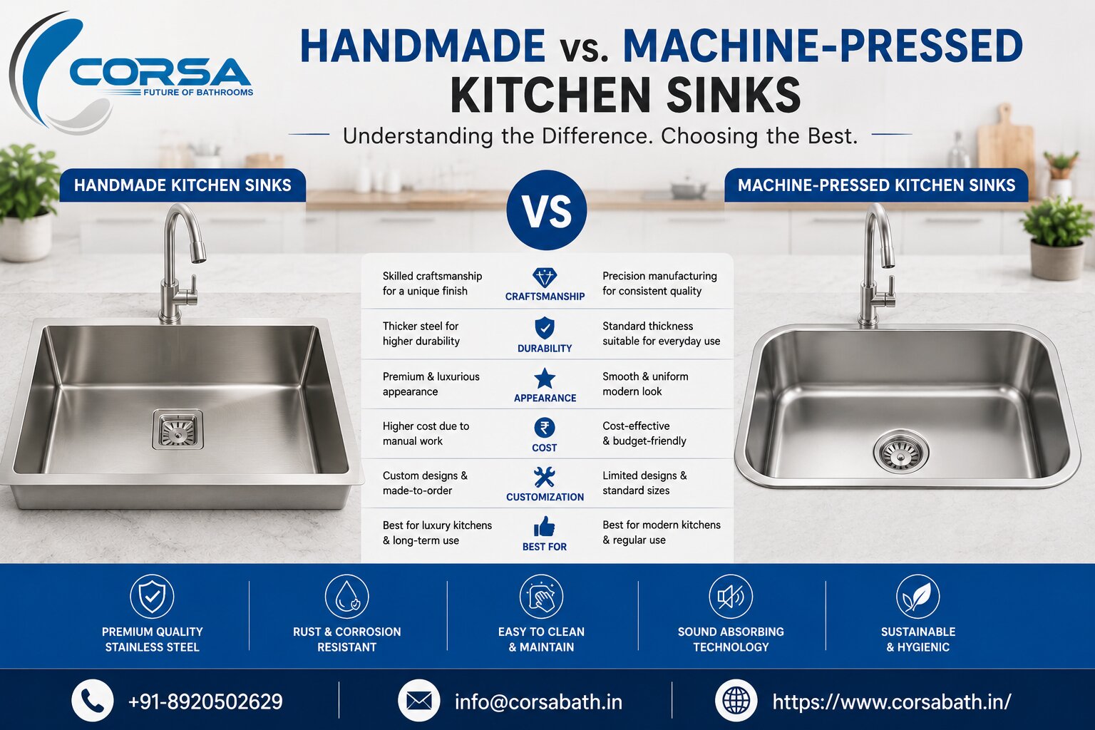 Handmade vs Machine-Pressed Kitchen Sinks